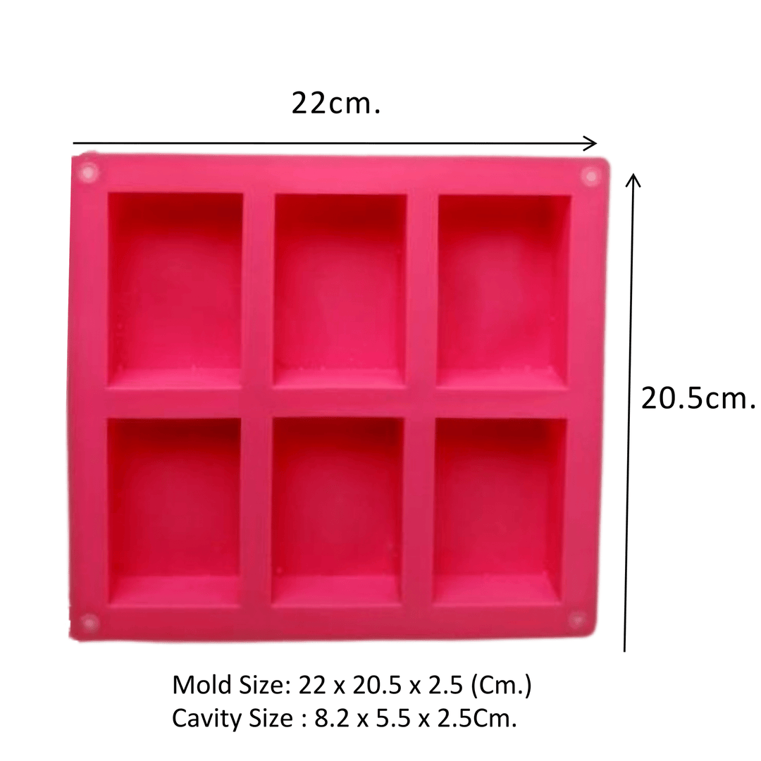6 - Cavity Rectangle Handmade Silicone Soap Mold DIY - D Roots Wellness