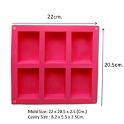 6 - Cavity Rectangle Handmade Silicone Soap Mold DIY - D Roots Wellness