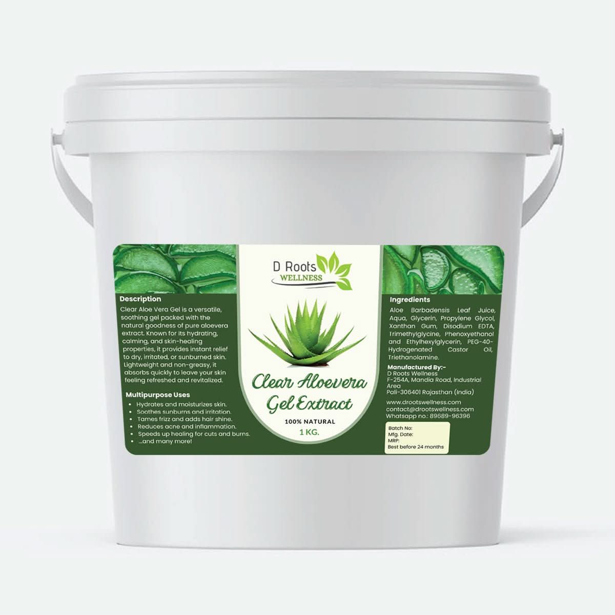 Clear Aloe Vera Gel Base – Premium Hydrating Formula – D Roots Wellness