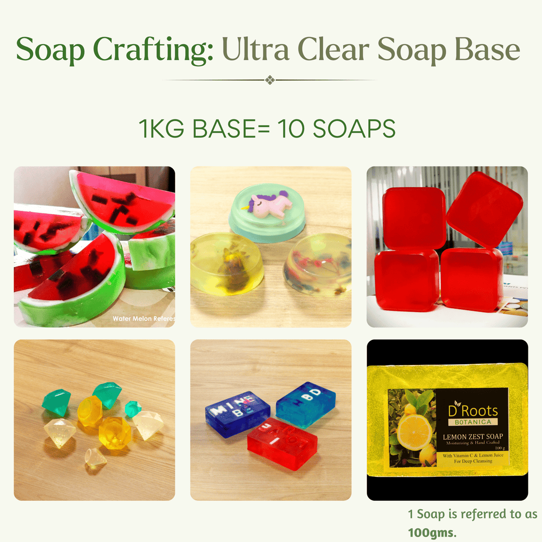 Ultra Clear Soap Base - Transparent & Gentle on Skin - D Roots Wellness